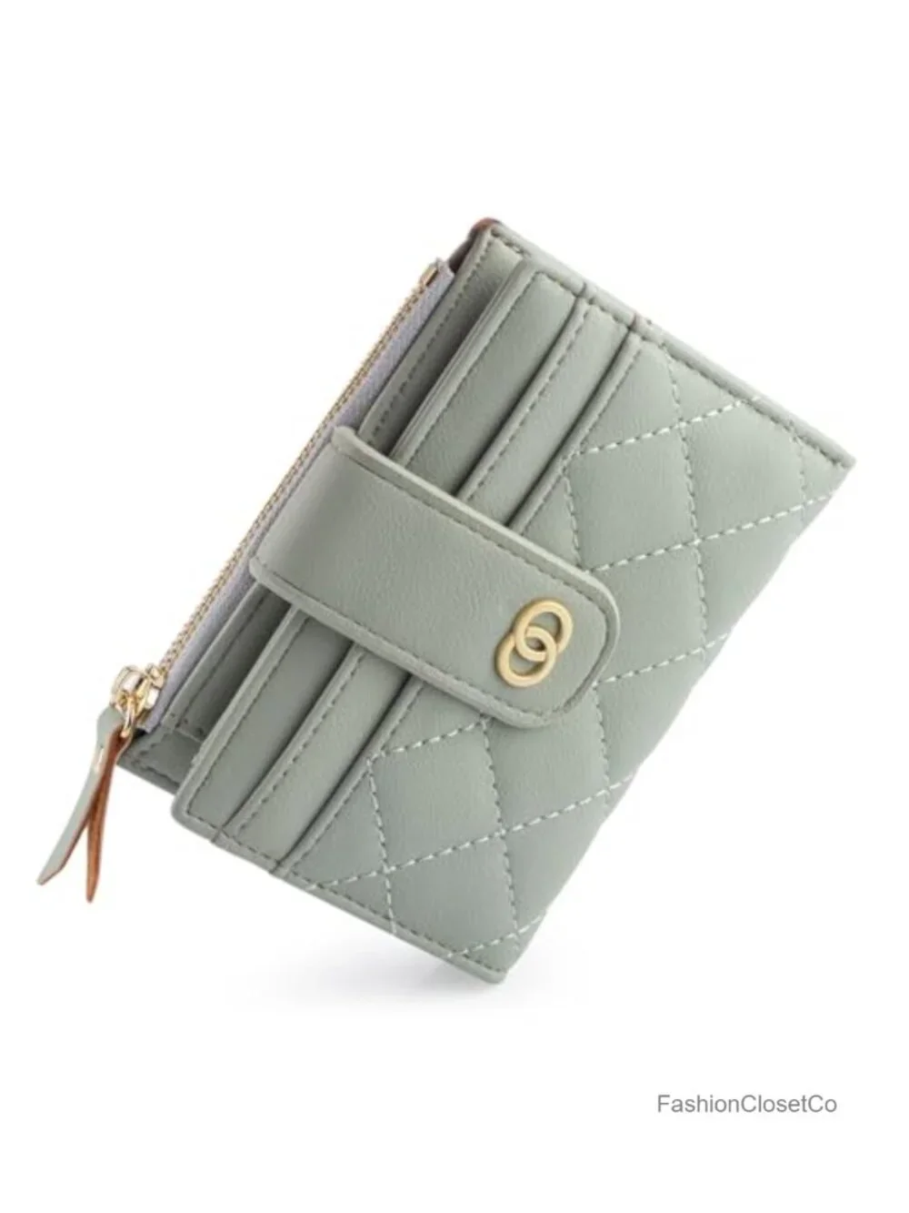 Small Quilted PU Leather Bifold Card Holder Wallet for Women